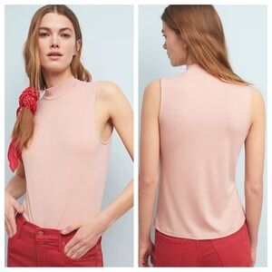 Anthropologie Cupcakes & Cashmere Winnie Top Tank Pink Sleeveless Mockneck Sz S